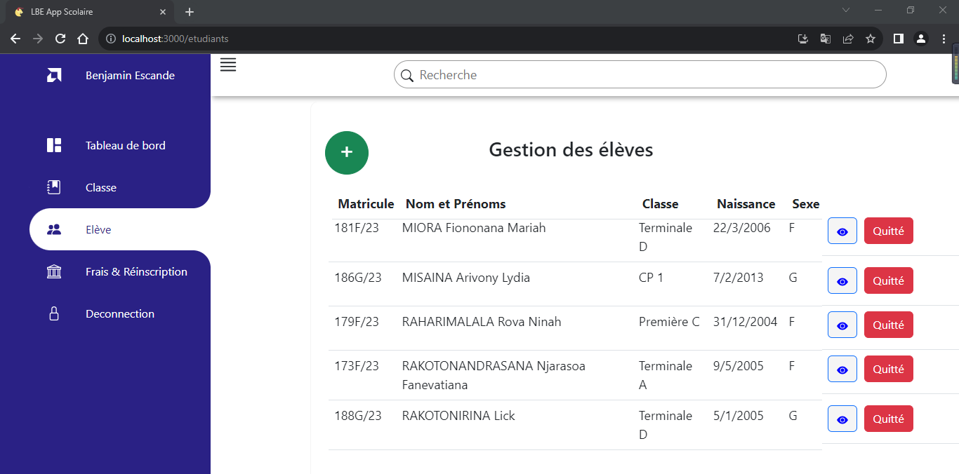 Gestion des inscriptions